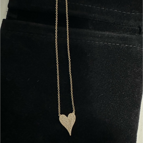 Stephanie Gottlieb Small Pave Heart Necklace in 14K Yellow Gold - Picture 3 of 9